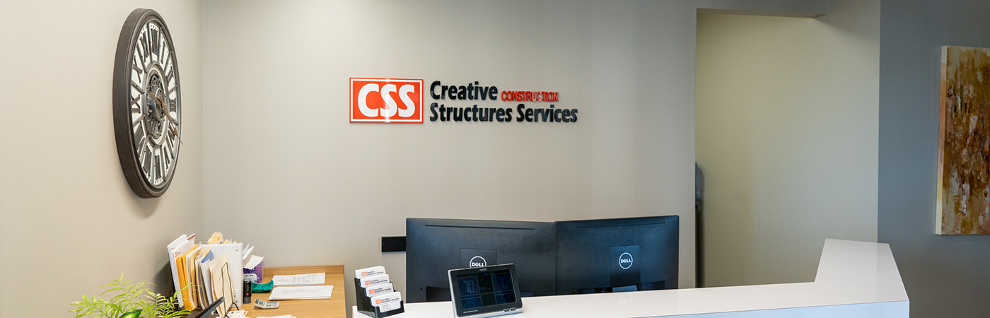 CSS Construction office, reception desk near front